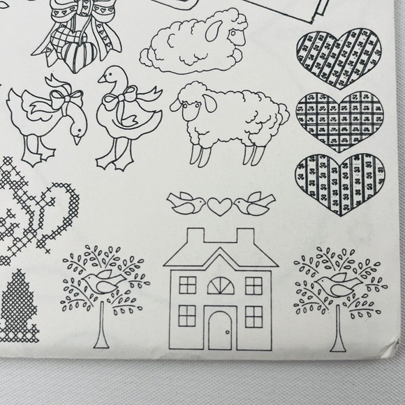 Vtg Banar Designs Country Home Iron Transfers 1990 Sheep Duck Chicken Cat Hearts - Picture 3 of 5